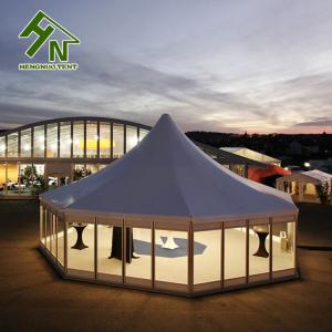Quality Diameter 10m Multi Sided Tent Hexagon Shape Tarp Glass Wall Reception Events for sale