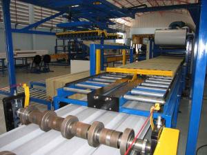 Quality Laminating Roll Forming Rock Wool Sandwich Panel Line for sale