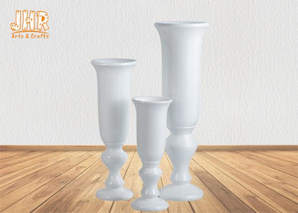 Buy Indoor Shiny White Fiberglass Planters Floor Vases Cup Shape Large Pots at wholesale prices
