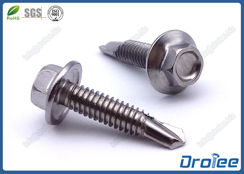 Quality 410 Stainless Steel Tek Screws, Passivated,  Hex Flange Washer Head for sale