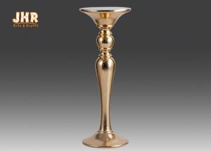 Quality Classic Gold Leafed Fiberglass Pedestal Plant Stand Round Wedding Decor Items for sale