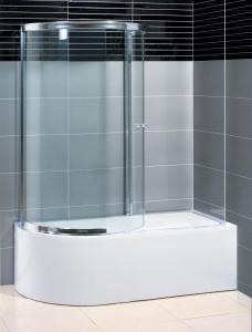 Quality Two Panel Sliding Shower Bath Screen Curved ,  P Shaped Bath Folding Shower Screen for sale
