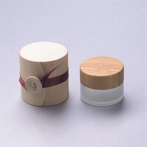 Quality wholesale 15g  clear frosted bamboo glass cream cosmetic jar with PP inner nature bamboo lid for sale