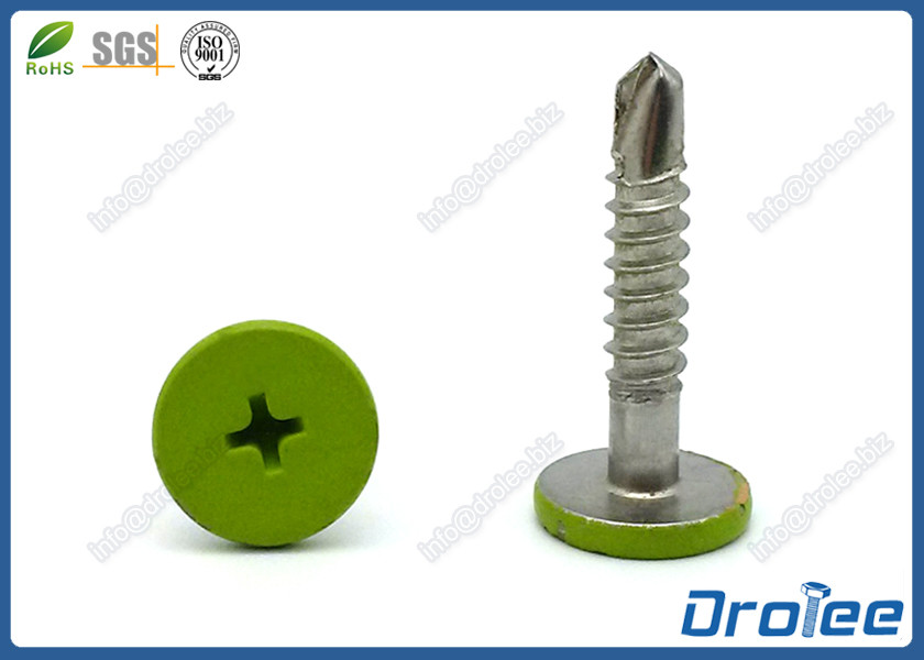 Quality Stainless 410 Green Painted Pancake Head Metal to Metal Roofing Screws for sale