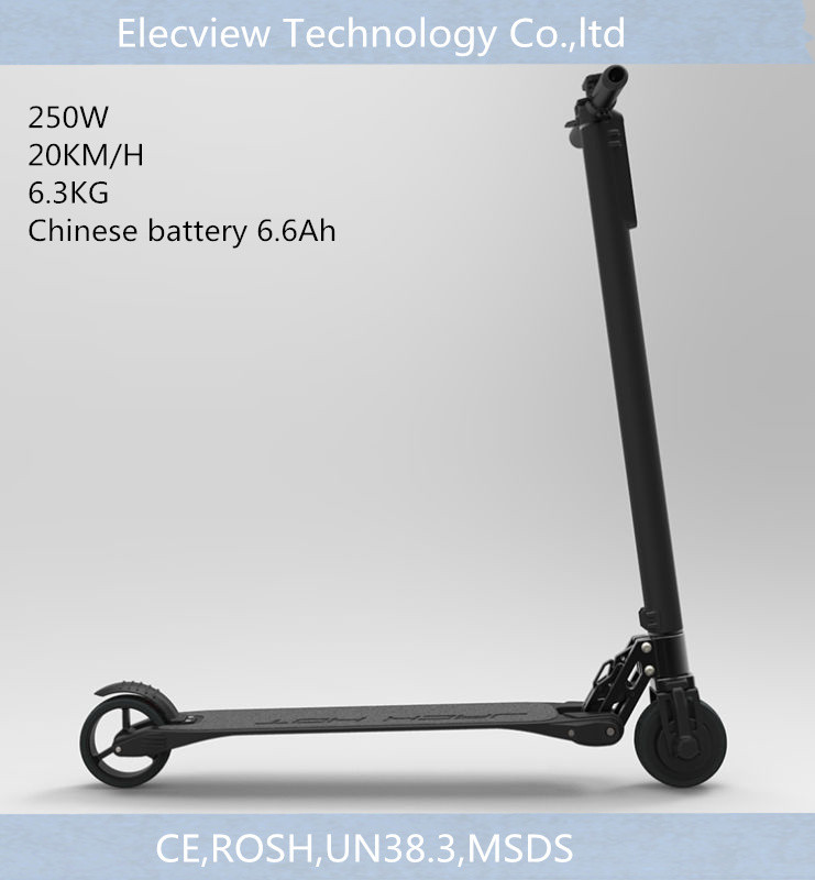 Quality 5inch 250W black Chinese battery 6.6Ah led lighting carbon fiber foldable electric scooter for sale