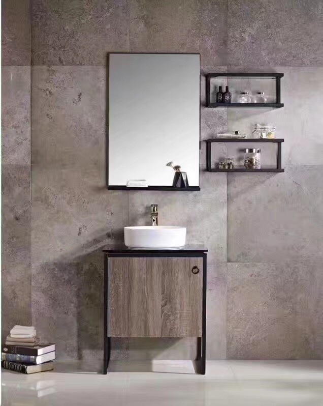 Quality Small Plywood Bathroom Vanity With Built In Sink Stainless Steel Legs Single Basin for sale