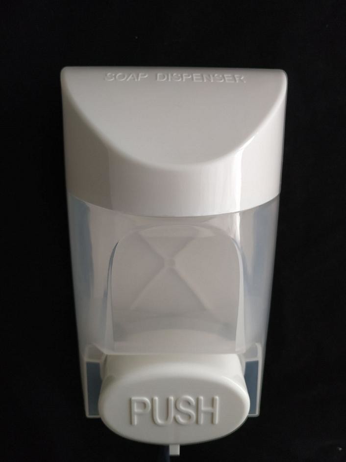 Quality White Plastic Human Touch Soap Dispenser Hand Push Soap Dispenser Easy Installation for sale