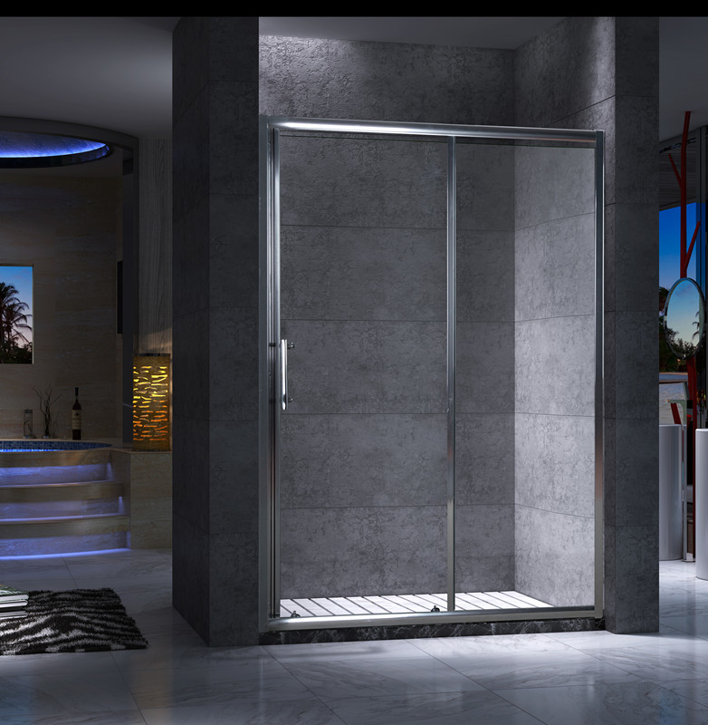 Quality Shinning Chrome Framed Glass Shower Enclosure Clear Stainless Steel Handle for sale