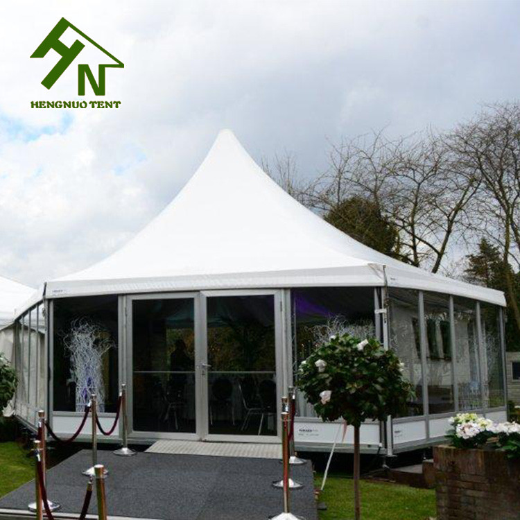 Quality Aluminium Frame Hexagon Marquee Tent Gazebo Canopy With Glass Walls for sale