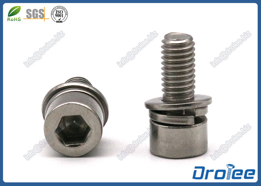 Quality Stainless Steel 304 Socket Cap SEMS Screws with Doulbe Washers M5 x 12 for sale