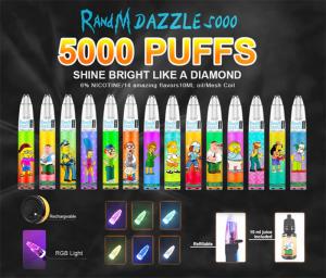 Quality 5000 Puffs RANDM Dazzle Vape  RGB Light Glowing With Popular Clear Tank for sale