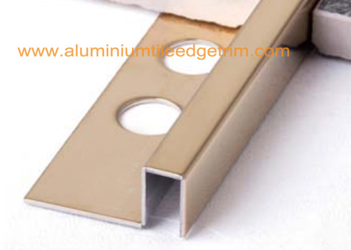 Quality Gold Mirror Stainless Steel Tile Trim 12mm , Stainless Steel Square Edge Tile Trim for sale