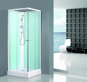 Quality Square Bathroom All Glass Shower Enclosures PVC Middle Panel White Back Painting for sale