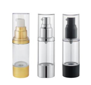 Quality empty clear Gold Airless Pump Bottle for skincare packaging for sale