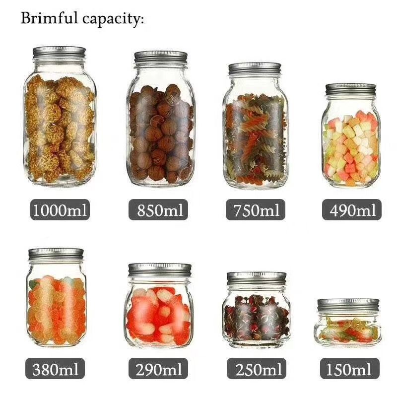 Quality embossed kitchen food Glass Storage Jars with lid for sale
