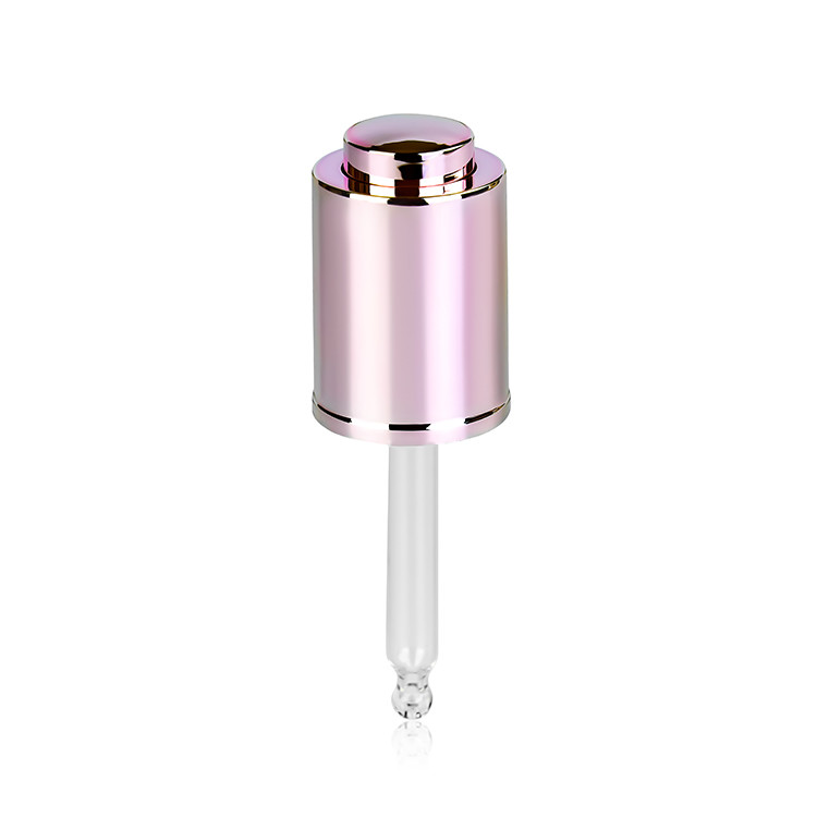 Quality 18mm Cosmetic Small Glass Dropper Round Shape With Bamboo Push Button for sale