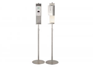 Quality Touch Free Sanitizer Dispenser Stand , Stainless Steel Hand Disinfection Dispenser Floor Stand for sale
