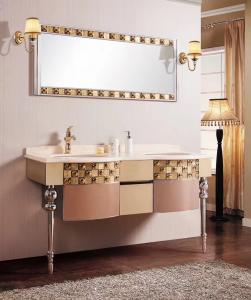 Quality 202 Stainless Steel Bathroom Vanity , Double Door Mirrored Bathroom Cabinet Stainless Steel for sale