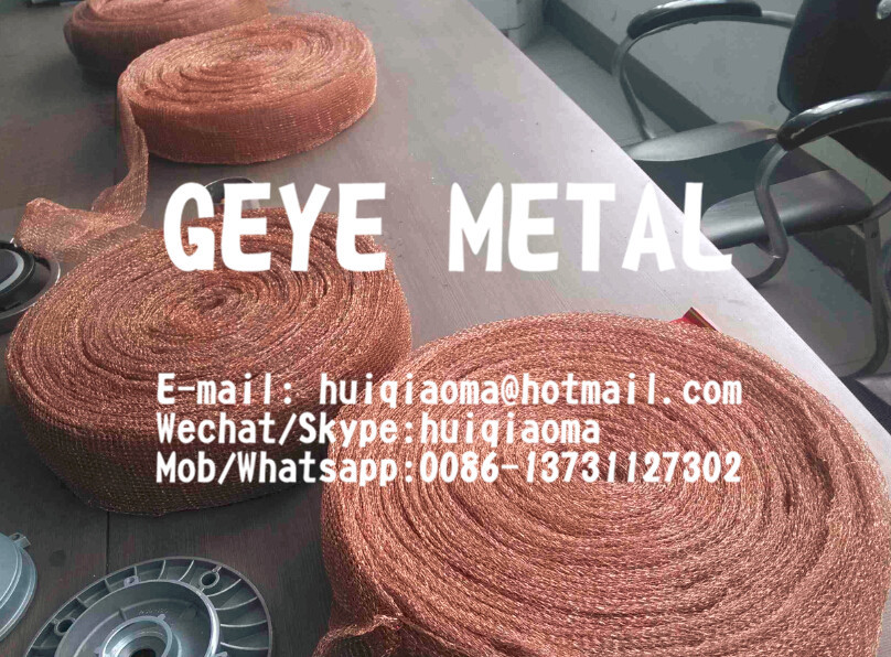 Quality Copper Knitted Wire Mesh Tapes for EMC RFI Screening, Copper Knit Woven Shielding Conductive Fabrics Tubes for sale