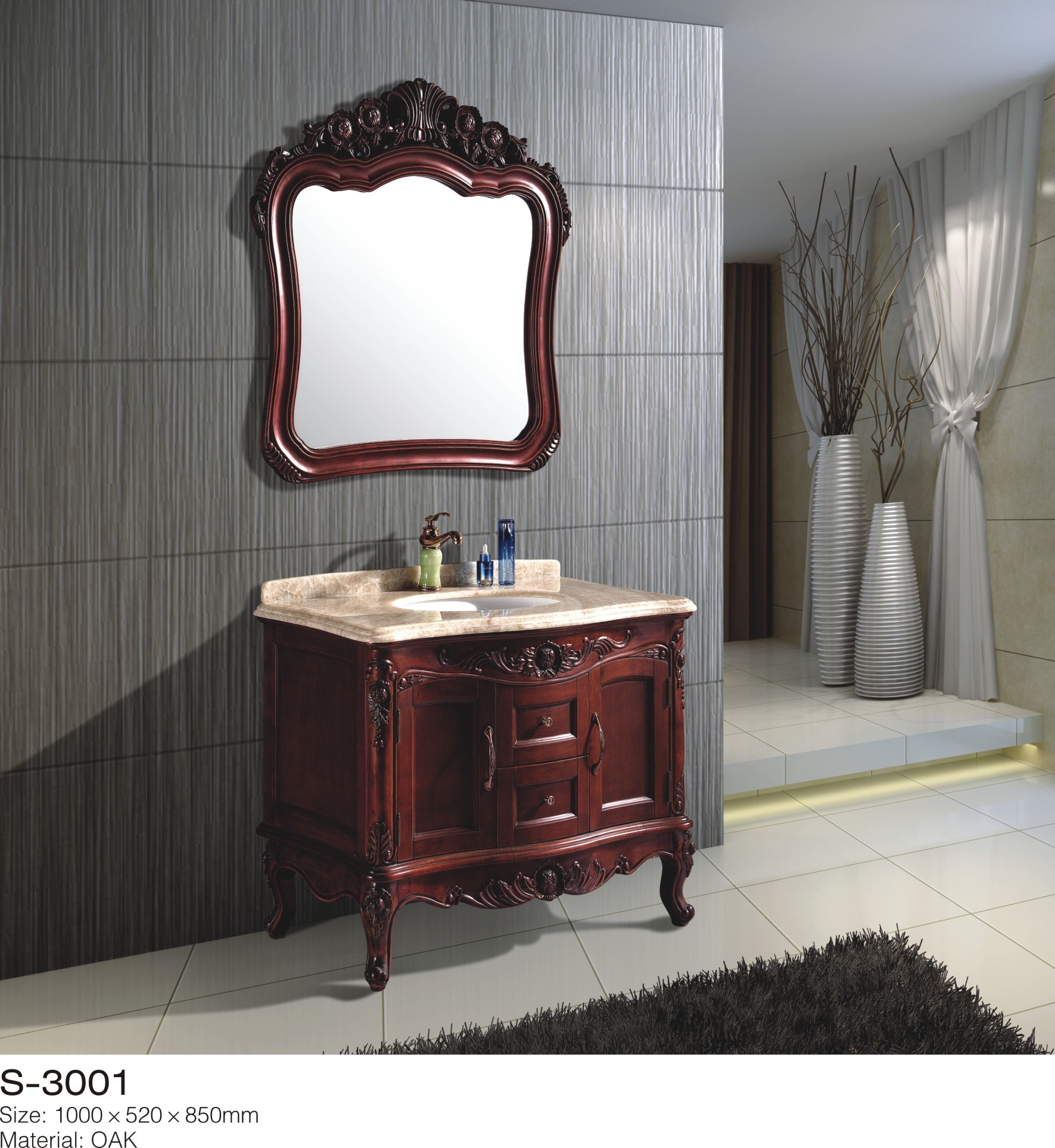Quality Modern Timber Bathroom Cabinets Set Floor Mounted double door Customized for sale