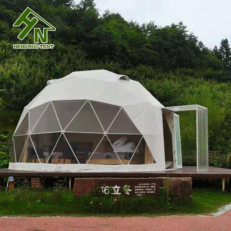 Quality Hot-Dip Galvanized Steel Geodesic Dome Tents Glamping Tent With Insulation for sale