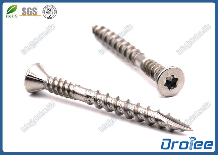 Quality 304/316 Stainless Torx Flat Trim Head Double Thread Decking Screw, Type 17 Point for sale