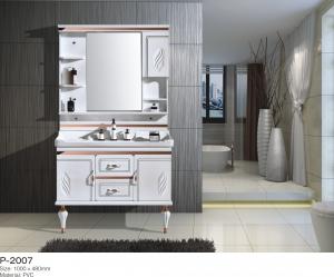 Quality Narrow PVC Bathroom Vanity , Plain White Embossed board Two Door Bathroom Cabinet for sale
