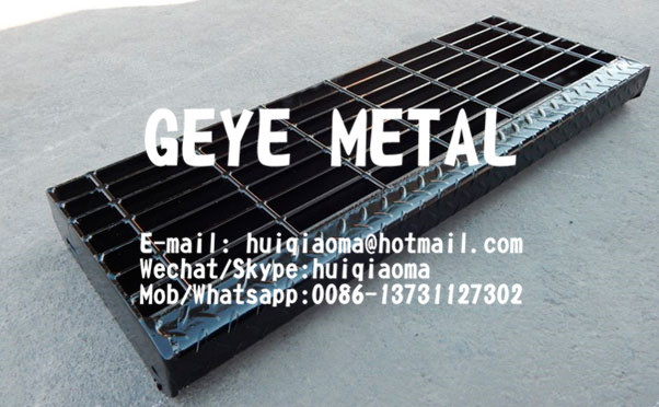 Quality Welded Steel Bar Grating Stair Treads, Non-Slip Metal Grate Stair Treads for sale