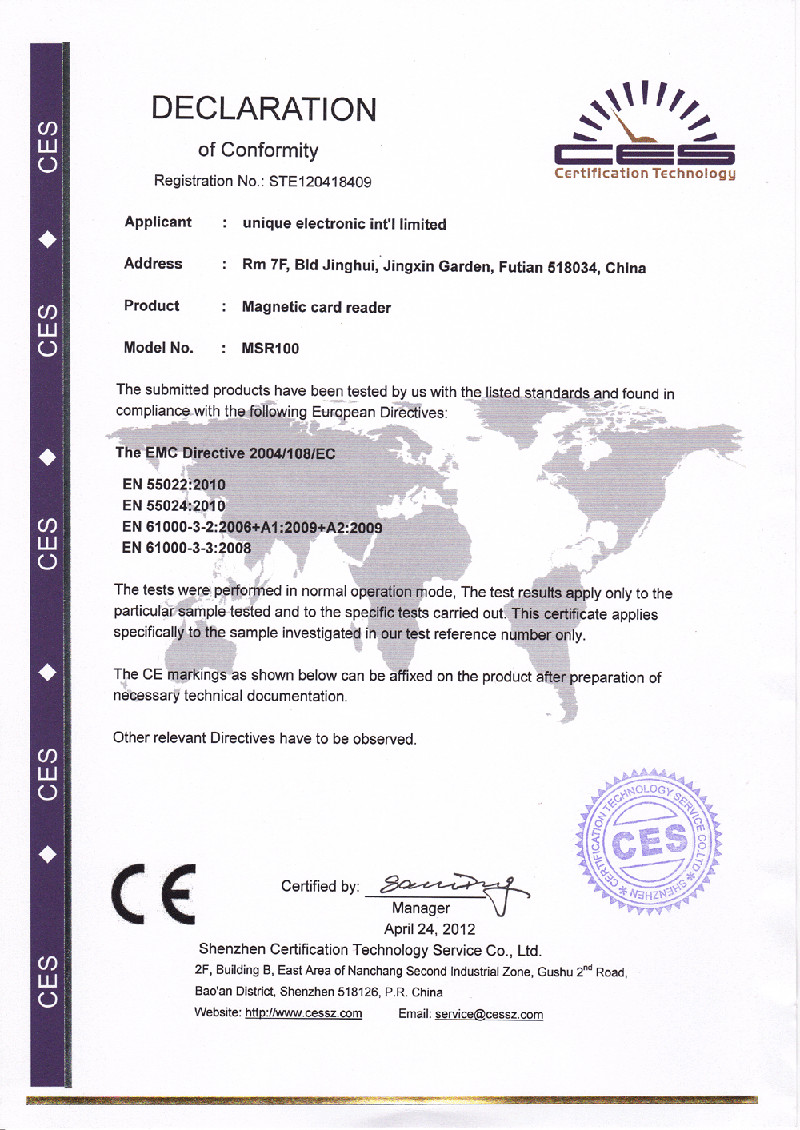 Shenzhen Unique Electronic Int'l Ltd. Certifications