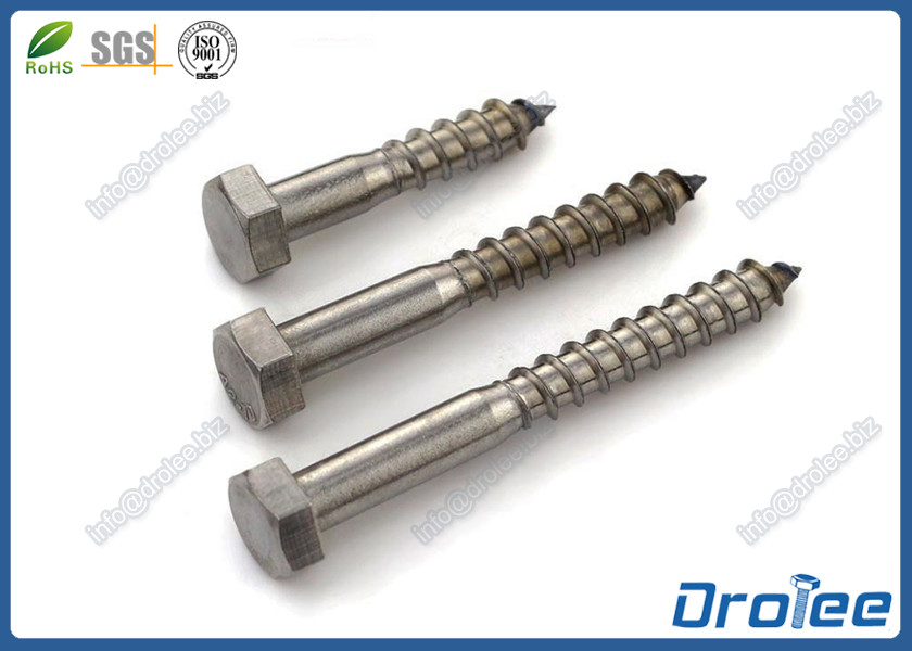 Quality 304/316 Stainless Steel Hex Head Wood Screw Lag Bolts for sale