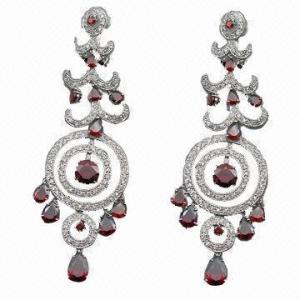 Quality Sterling silver drop earrings with cubic zinc and jade rhinestones, silver jewelry sv925 earrings for sale