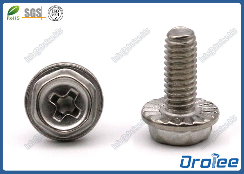 Quality A2/304/18-8 Stainless Steel Philips Hex Washer Serrated Head Machine Screws for sale