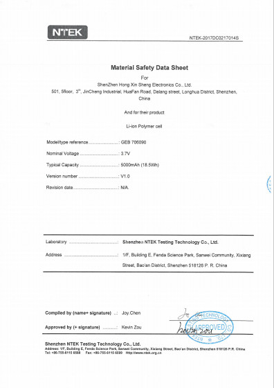 Shenzhen Tai Puwan Technology Co., Ltd Certifications