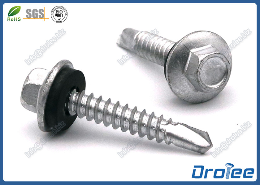 Quality Stainless 410 Self Drilling Screw with Neoprene Washer, Hex Flange Washer Head for sale