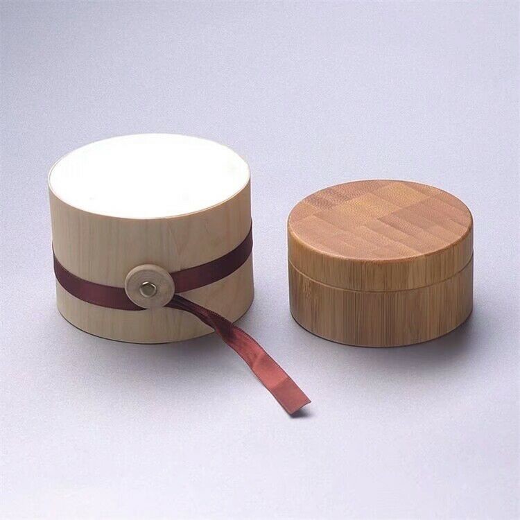 Quality natural products round shape 100g cosmetic jars with bamboo lid with wooden box packed for sale