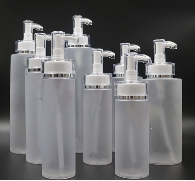 Quality Empty PET Cosmetic Lotion Bottle Cylinder 200ml 300ml 500ml for packaging for sale