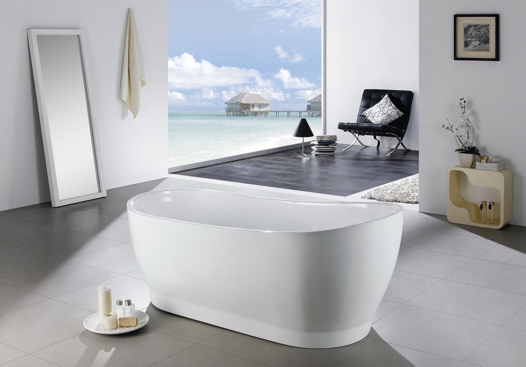 Quality 4 Foot Short Free Standing Bathtub , White Narrow Oval Freestanding Tub for sale