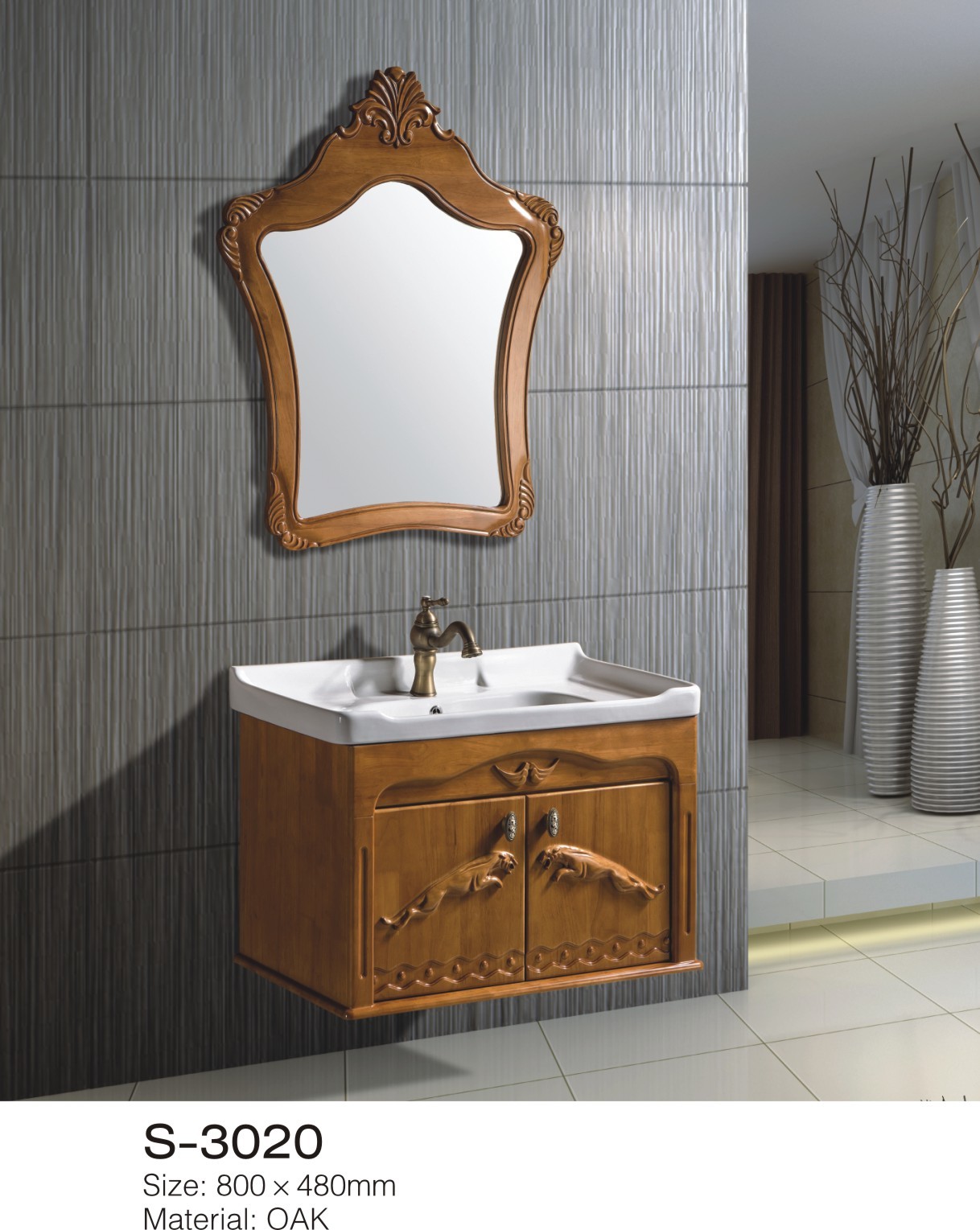Buy cheap Solid Oak Wood Bathroom Vanity Cabinets With Tops Single Sink Soft Close Drawers from wholesalers