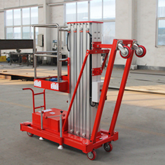 Quality Small Electric hydraulic aluminum lift/ single mast vertical man lift for sale