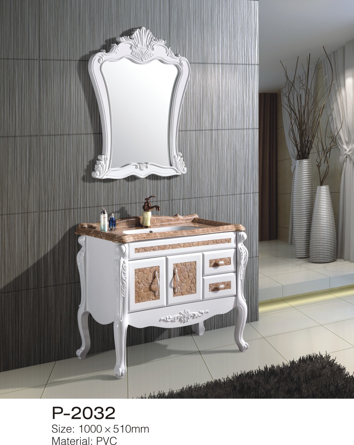 Quality White Marble Top Bathroom Vanity With Drawers European Modern Fashion for sale