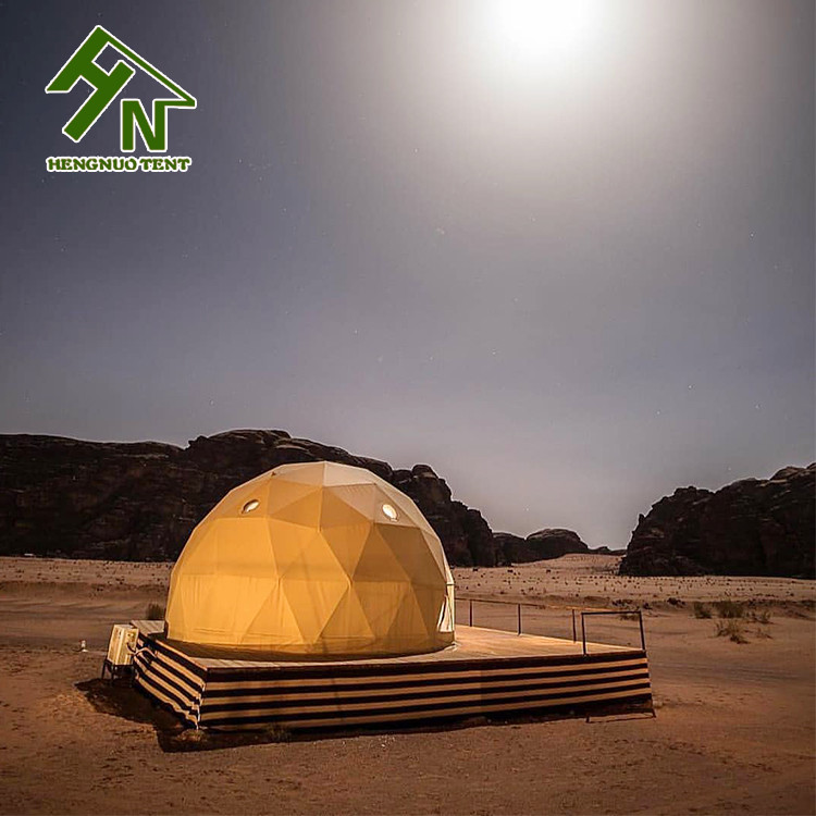 Quality Full Accessories Desert Geodesic Dome Tent Wind Resistant 4 Season Resort House Tent for sale