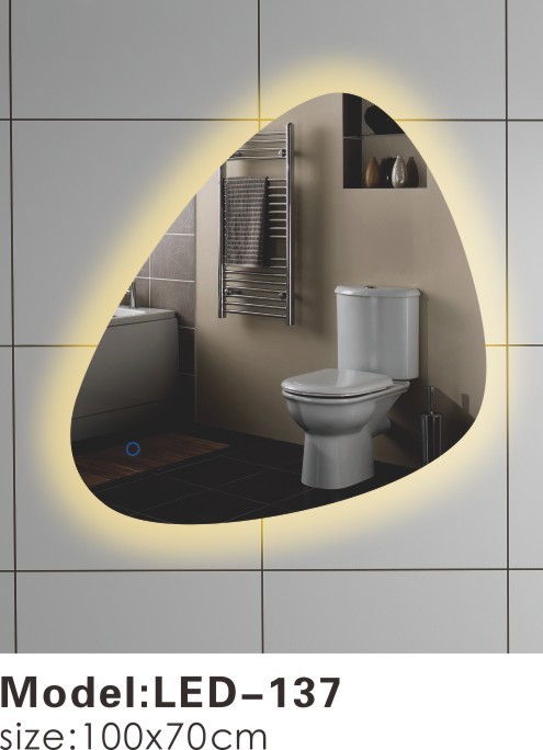Quality Small Touch Led Bathroom Mirror , Irregular Bathroom Demister Illuminated Mirrors for sale