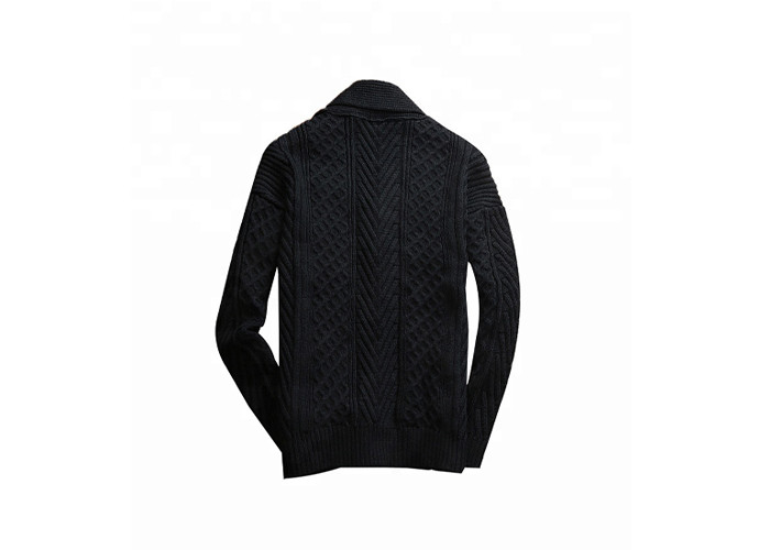 Quality Black Acrylic Mens Knit Sweater Big Button Knitted Scarf Cardigan Sweater for sale