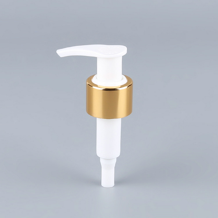 Quality White Gold Plastic Lotion Pump , 1.2cc Hand Soap Pump Aluminium Material OEM for sale
