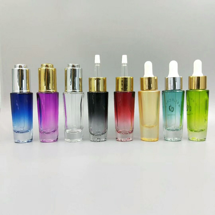 Quality wholesale custom 15ML high-grade Essential oil set empty colorful cosmetic packaging glass thick bottom dropper bottle for sale