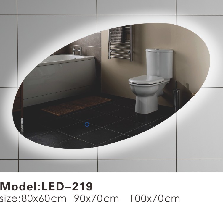 Quality Oblique Oval Touch LED Bathroom Mirror , LED Backlit Vanity Mirror Optional for sale