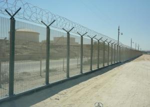 Quality Military Site Anti Intrusion Pvc Coated 358 Mesh Fencing Top With Razor Barbed Wire for sale