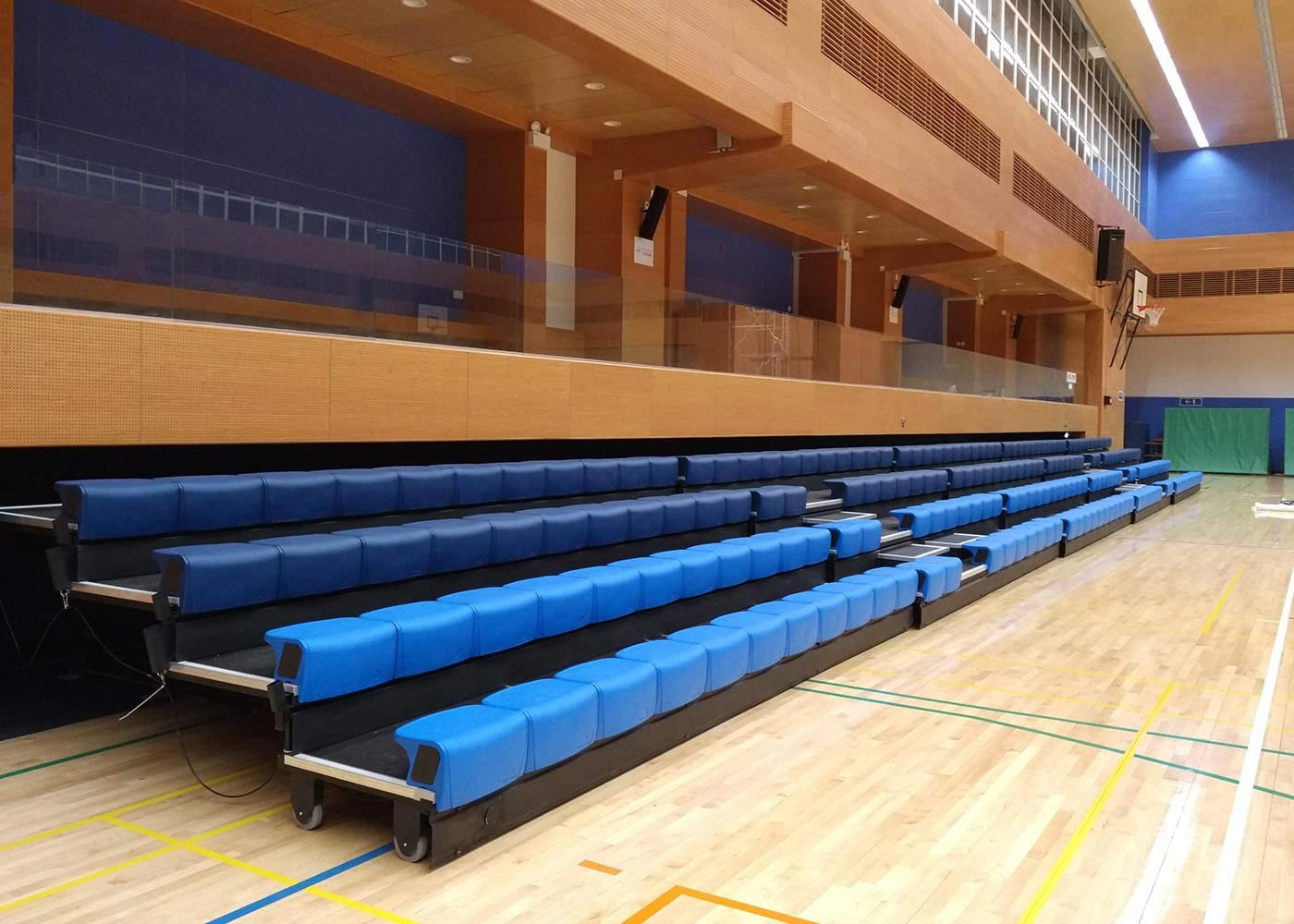 Quality Power Control Retractable Grandstands Retractable Seating System Recessed Polymer Bench for sale