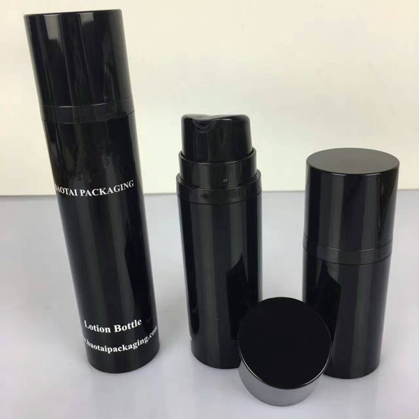 Quality 15ml 30ml 50ml a series black  cosemtic airless bottle for men's skincare for sale