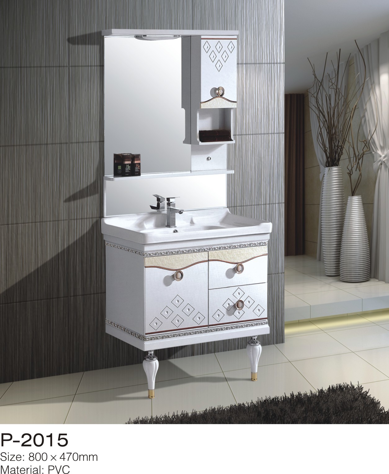 Quality 2 Drawers Small Wall Mounted Bathroom Cabinet , White Single Door Bathroom Cabinet for sale